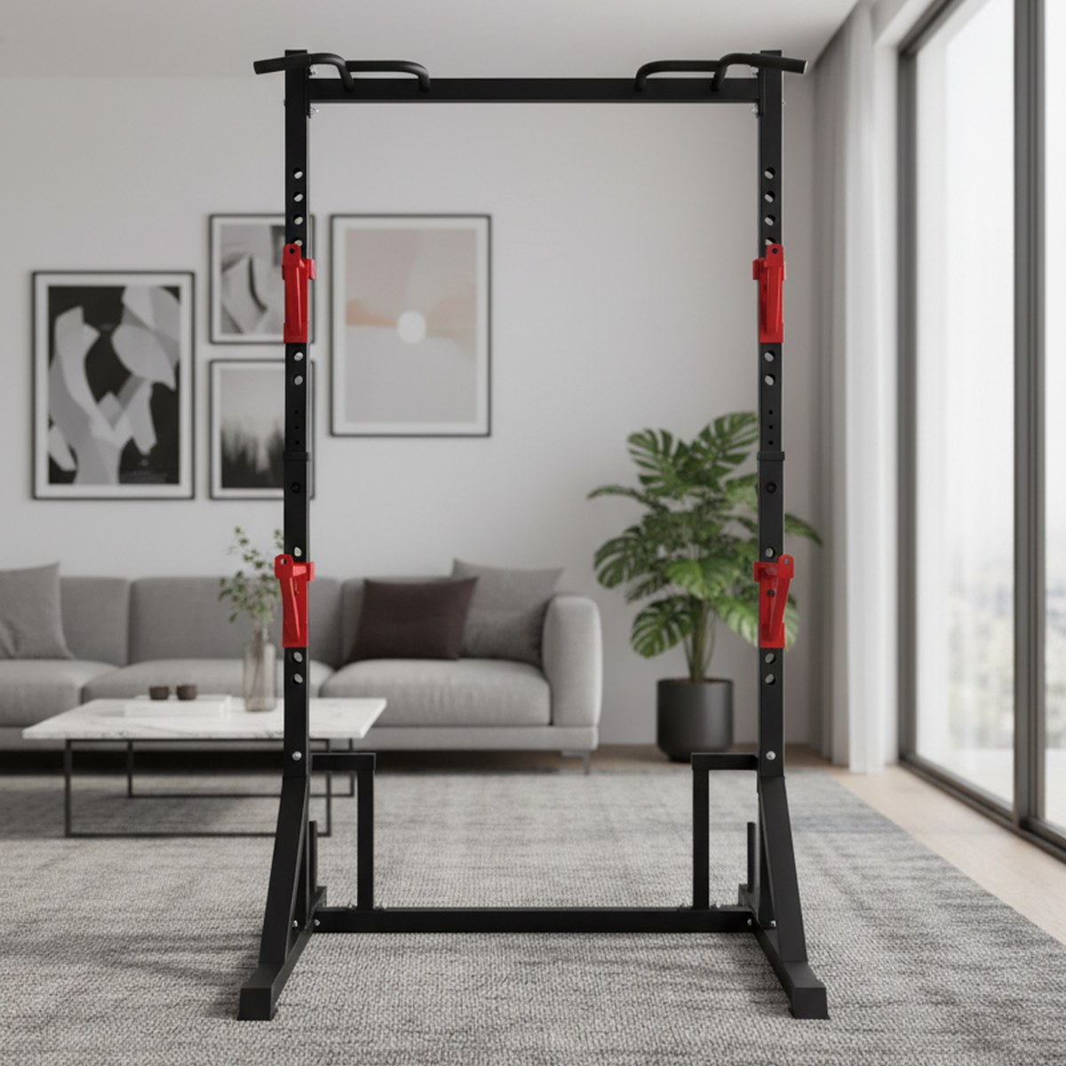Home Gym Equipment - رف قوة قابل للتعديل مع قضيب