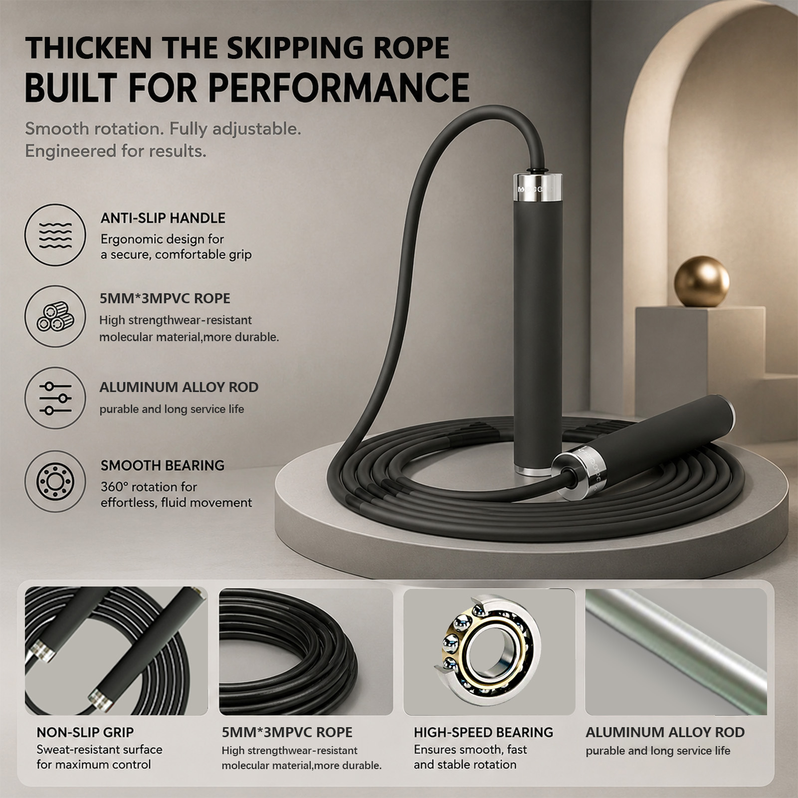 Jump Rope Bearing - حبل قفز للملاكمة والرياضة والتمارين للبالغين