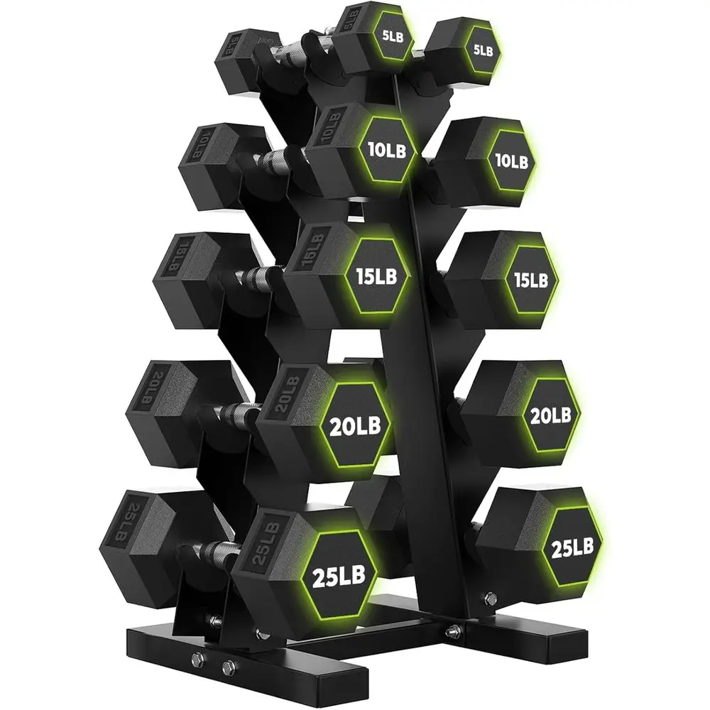 Home Gym Options - أوزان سداسية الشكل مع حامل A-E،