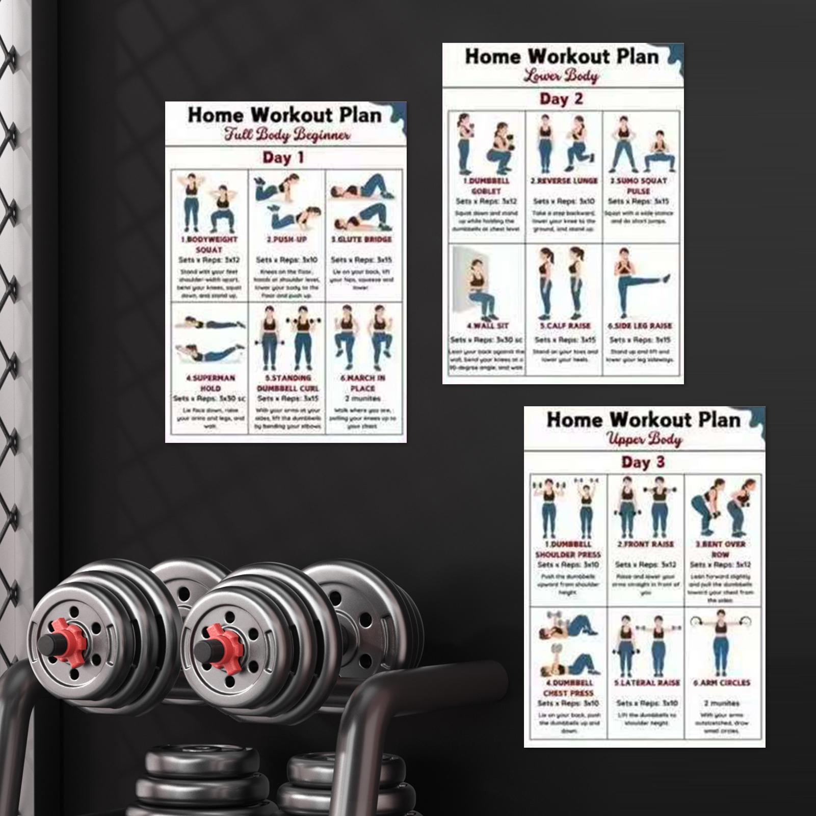 Home Gym Guide - ملصقات تمارين رياضية 6 قطع، دليل