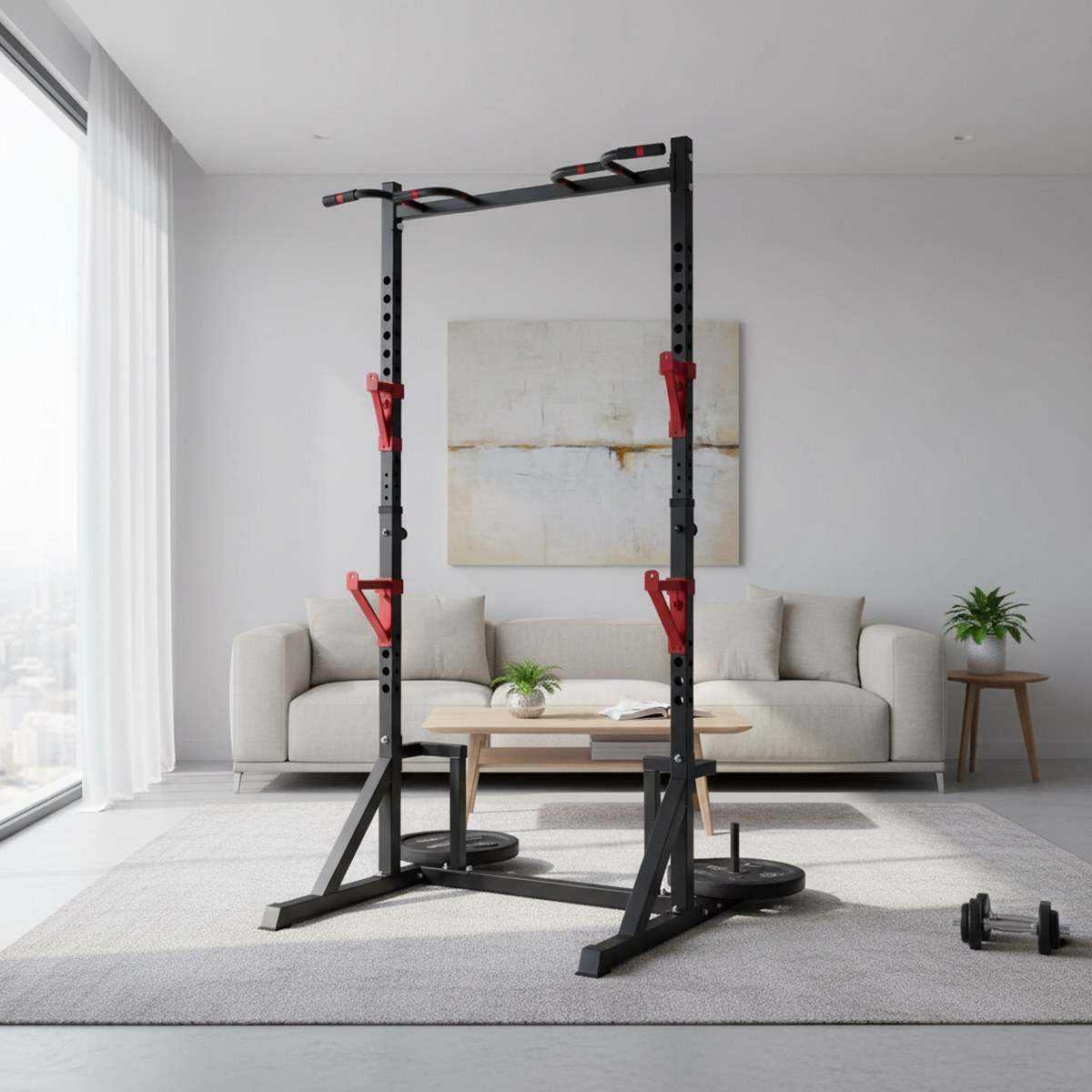 رف قوة قابل للتعديل مع قضيب سح - مراجعة Home Gym Equipment وسعره