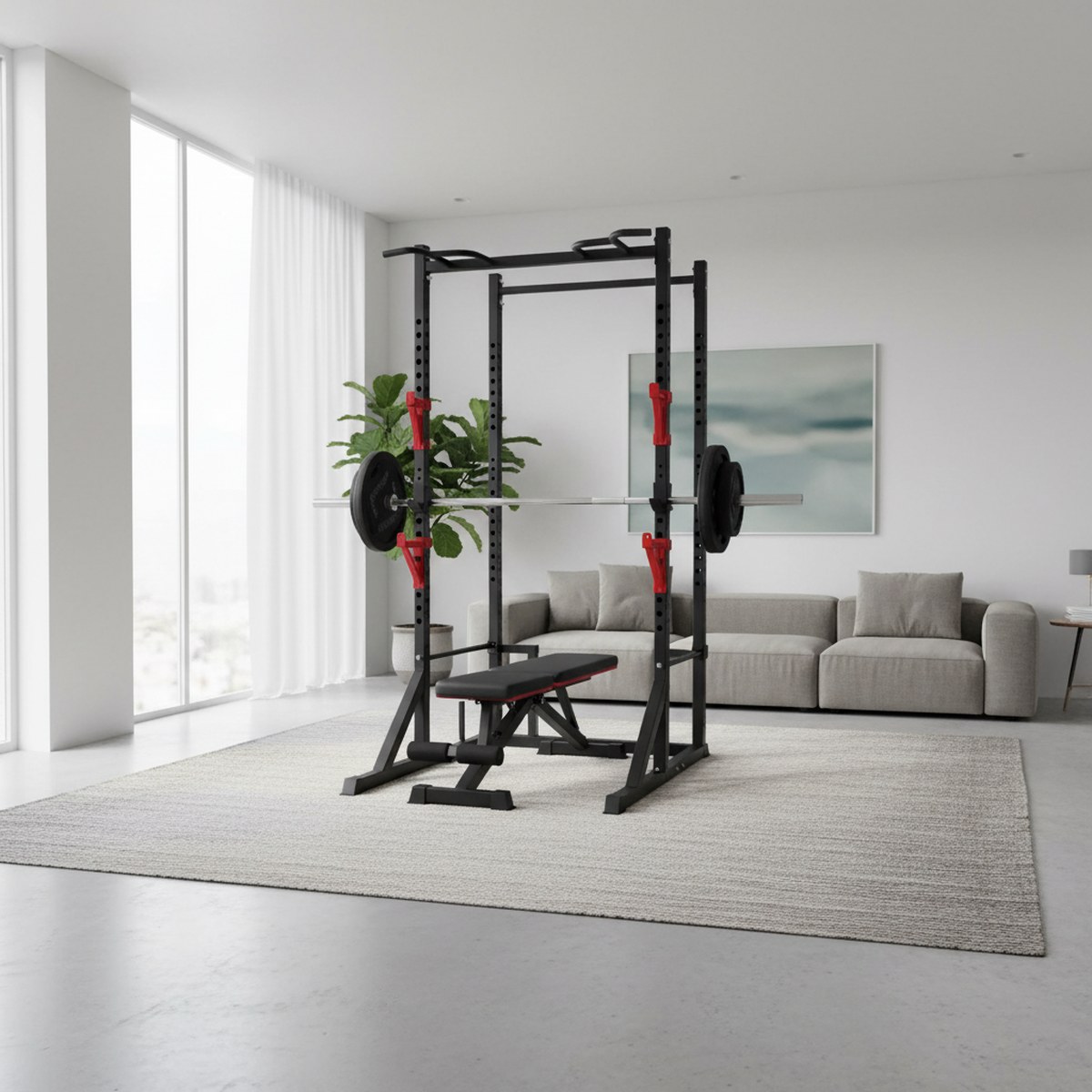 رف قوة قابل للتعديل مع قضيب سح - مراجعة Home Gym Equipment وسعره
