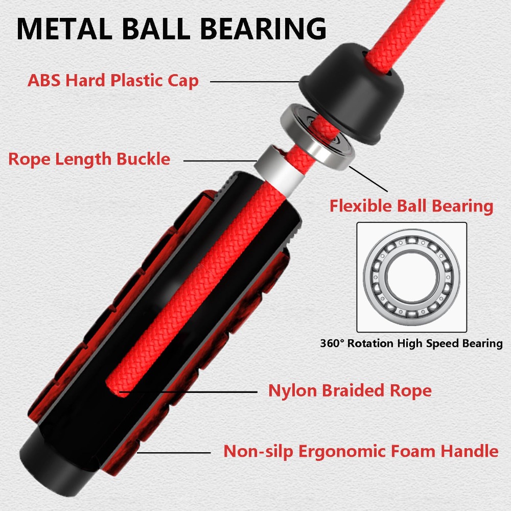 حبل قفز مثقل مضاد للتشابك بمقب - مراجعة Jump Rope Bearing وسعره
